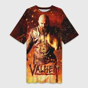 Платье-футболка 3D с принтом Valheim Викинг в огне ,  |  | fantasy | mmo | valheim | valve | валхейм | вальхейм | викинги | выживалка | игра | королевская битва | ммо | ролевая игра | фэнтази