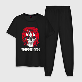 Мужская пижама хлопок с принтом TRIPPIE REDD , 100% хлопок | брюки и футболка прямого кроя, без карманов, на брюках мягкая резинка на поясе и по низу штанин
 | 1400 | big | rap | red | redd | trippie | ред | редд | рэд | рэдд | триппи