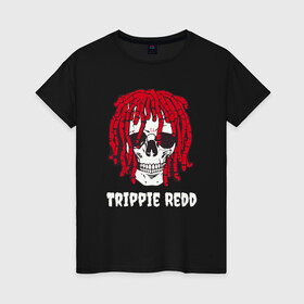 Женская футболка хлопок с принтом TRIPPIE REDD , 100% хлопок | прямой крой, круглый вырез горловины, длина до линии бедер, слегка спущенное плечо | 1400 | big | rap | red | redd | trippie | ред | редд | рэд | рэдд | триппи