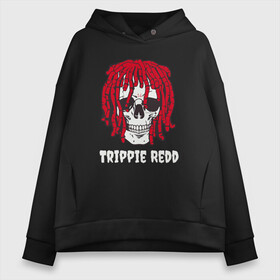 Женское худи Oversize хлопок с принтом TRIPPIE REDD , френч-терри — 70% хлопок, 30% полиэстер. Мягкий теплый начес внутри —100% хлопок | боковые карманы, эластичные манжеты и нижняя кромка, капюшон на магнитной кнопке | Тематика изображения на принте: 1400 | big | rap | red | redd | trippie | ред | редд | рэд | рэдд | триппи