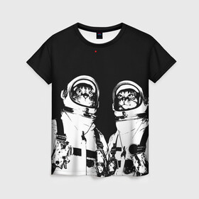 Женская футболка 3D с принтом Коты Космонавты , 100% полиэфир ( синтетическое хлопкоподобное полотно) | прямой крой, круглый вырез горловины, длина до линии бедер | 12 | 1961 | astronaut | cat | gagarin | mars | nasa | space | spacex | sssr | yuri | апрель | астронавт | гагарин | день | земля | космонавт | космонавтика | космос | кот | коты | кошка | лазер | луна | марс | наса | планета | поехали | полё