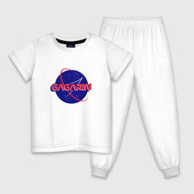 Детская пижама хлопок с принтом Yury Gagarin NASA , 100% хлопок |  брюки и футболка прямого кроя, без карманов, на брюках мягкая резинка на поясе и по низу штанин
 | korolev | merch | roscosmos | roskosmos | space | ussr | vostok | байконур | восток | день космонавтики | королёв | космонавт | космос | мерч | миссия мира | наса | первый человек в космосе | поехали | ракета | роскосмос