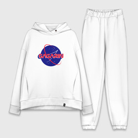 Женский костюм хлопок Oversize с принтом Yury Gagarin NASA ,  |  | korolev | merch | roscosmos | roskosmos | space | ussr | vostok | байконур | восток | день космонавтики | королёв | космонавт | космос | мерч | миссия мира | наса | первый человек в космосе | поехали | ракета | роскосмос