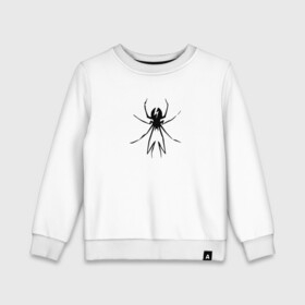 Детский свитшот хлопок с принтом Черный Паук , 100% хлопок | круглый вырез горловины, эластичные манжеты, пояс и воротник | минимализм | молния | насекомое | паук | рисунок | черный паук