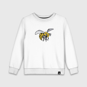 Детский свитшот хлопок с принтом Грозная Пчела , 100% хлопок | круглый вырез горловины, эластичные манжеты, пояс и воротник | грозная пчела | злая пчела | насекомое | пчела | пчела воин | рисунок