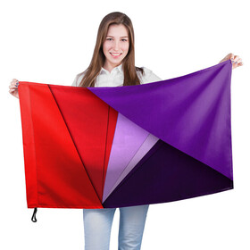 Флаг 3D с принтом ORIGAMI , 100% полиэстер | плотность ткани — 95 г/м2, размер — 67 х 109 см. Принт наносится с одной стороны | origami | геометрия | красный | линии | сиреневый | треугольники