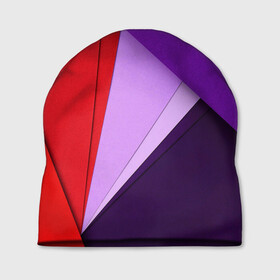 Шапка 3D с принтом ORIGAMI , 100% полиэстер | универсальный размер, печать по всей поверхности изделия | Тематика изображения на принте: origami | геометрия | красный | линии | сиреневый | треугольники