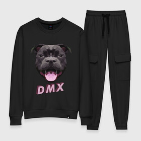 Женский костюм хлопок с принтом DMX Low Poly Boomer Dog , 100% хлопок | на свитшоте круглая горловина, мягкая резинка по низу. Брюки заужены к низу, на них два вида карманов: два 