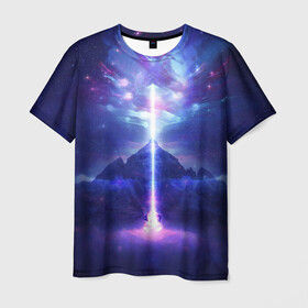 Мужская футболка 3D с принтом Яркий взрыв в космосе , 100% полиэфир | прямой крой, круглый вырез горловины, длина до линии бедер | взрыв | взрыв в космосе | космос | неоновые принты | яркий взрыв | яркий свет.