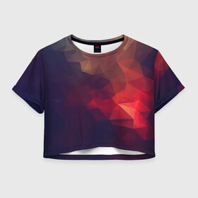 Женская футболка Crop-top 3D с принтом Лавовый вектор , 100% полиэстер | круглая горловина, длина футболки до линии талии, рукава с отворотами | арт | вектор | векторный рисунок | геометрические фигуры | геометрия | дым | лава | магма | рисунок
