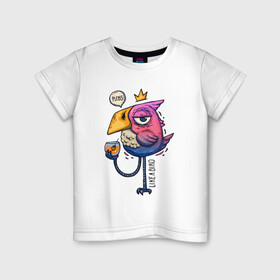 Детская футболка хлопок с принтом Светская птица , 100% хлопок | круглый вырез горловины, полуприлегающий силуэт, длина до линии бедер | градиент | коктейль | корона | попугай | птица