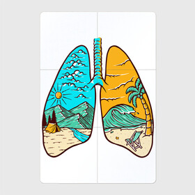 Магнитный плакат 2Х3 с принтом Дыхание свободы , Полимерный материал с магнитным слоем | 6 деталей размером 9*9 см | горы | дыхание | легкие | море | небо | облака | палатка | пальма | туризм