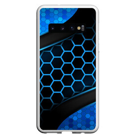 Чехол для Samsung Galaxy S10 с принтом 3D luxury blue 3Д СОТЫ и плиты , Силикон | Область печати: задняя сторона чехла, без боковых панелей | Тематика изображения на принте: luxury | versace | vip | абстракция | версаче | вип | паттерн | роскошь | текстуры