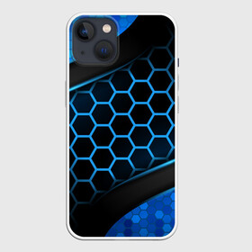 Чехол для iPhone 13 с принтом 3D luxury blue 3Д СОТЫ и плиты ,  |  | Тематика изображения на принте: luxury | versace | vip | абстракция | версаче | вип | паттерн | роскошь | текстуры