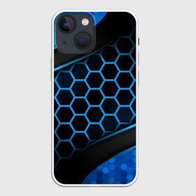 Чехол для iPhone 13 mini с принтом 3D luxury blue 3Д СОТЫ и плиты ,  |  | Тематика изображения на принте: luxury | versace | vip | абстракция | версаче | вип | паттерн | роскошь | текстуры