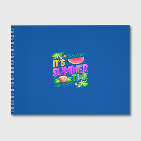Альбом для рисования с принтом Время лета , 100% бумага
 | матовая бумага, плотность 200 мг. | summer | арбуз | кокос | лето | цветы