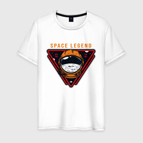 Мужская футболка хлопок с принтом Space legend , 100% хлопок | прямой крой, круглый вырез горловины, длина до линии бедер, слегка спущенное плечо. | Тематика изображения на принте: moon | арт | день космонавтики | звезды | космонавт | космос | лого | луна | небо | планеты