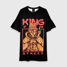 Детское платье 3D с принтом KING Street , 100% полиэстер | прямой силуэт, чуть расширенный к низу. Круглая горловина, на рукавах — воланы | animal | brutal | king | megane | of | street | the | горила | животное | зверь | король | обезьяна | реп | улиц | хипстер