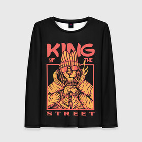 Женский лонгслив 3D с принтом KING Street , 100% полиэстер | длинные рукава, круглый вырез горловины, полуприлегающий силуэт | animal | brutal | king | megane | of | street | the | горила | животное | зверь | король | обезьяна | реп | улиц | хипстер
