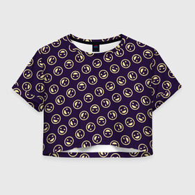 Женская футболка Crop-top 3D с принтом SMILE , 100% полиэстер | круглая горловина, длина футболки до линии талии, рукава с отворотами | rounds | smiles | круги | смайлик | улыбки