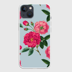 Чехол для iPhone 13 с принтом Чайная роза ,  |  | арт | пион | пионы | поле | поле цветов | рисунок | роза | розовая роза | розовые розы | розовые цветы | розовый цветок | розы | цветок | цветы | чайная роза