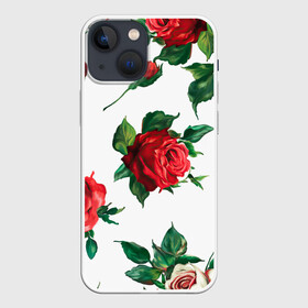 Чехол для iPhone 13 mini с принтом Розы ,  |  | арт | белая роза | белые розы | белые цветы | белый цветок | большие цветы | большой цветок | красная роза | красные розы | красные цветы | красный цветок | поле | поле цветов | рисунок | роза | розы