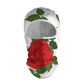 Балаклава 3D с принтом Большие розы , 100% полиэстер, ткань с особыми свойствами — Activecool | плотность 150–180 г/м2; хорошо тянется, но при этом сохраняет форму. Закрывает шею, вокруг отверстия для глаз кайма. Единый размер | арт | белый | большие бутоны | большие розы | большой бутон | зелёный | красная роза | красные розы | красные цветы | красный | красный цветок | листок | листья | поле | поле цветов | рисунок | роза