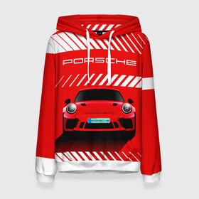 Женская толстовка 3D с принтом PORSCHE / ПОРШЕ / RED STYLE , 100% полиэстер  | двухслойный капюшон со шнурком для регулировки, мягкие манжеты на рукавах и по низу толстовки, спереди карман-кенгуру с мягким внутренним слоем. | 911 | auto | carrera | cayenne | macan | porsche | sportcar | taycan | автомобиль | градиент. | каен | карера | красный | макан | полосы | порш | порше | спорт | спорткар | тайкан