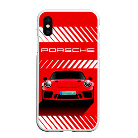 Чехол для iPhone XS Max матовый с принтом PORSCHE / ПОРШЕ / RED STYLE , Силикон | Область печати: задняя сторона чехла, без боковых панелей | 911 | auto | carrera | cayenne | macan | porsche | sportcar | taycan | автомобиль | градиент. | каен | карера | красный | макан | полосы | порш | порше | спорт | спорткар | тайкан