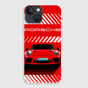 Чехол для iPhone 13 mini с принтом PORSCHE   ПОРШЕ   RED STYLE ,  |  | 911 | auto | carrera | cayenne | macan | porsche | sportcar | taycan | автомобиль | градиент. | каен | карера | красный | макан | полосы | порш | порше | спорт | спорткар | тайкан