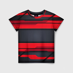 Детская футболка 3D с принтом Red and Black 3D abstract , 100% гипоаллергенный полиэфир | прямой крой, круглый вырез горловины, длина до линии бедер, чуть спущенное плечо, ткань немного тянется | luxury | versace | vip | абстракция | версаче | вип | паттерн | роскошь | текстуры