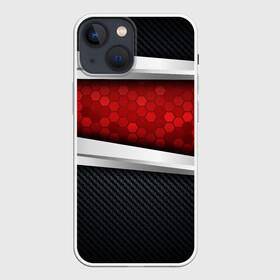 Чехол для iPhone 13 mini с принтом 3D Красные соты металлические ,  |  | luxury | versace | vip | абстракция | версаче | вип | паттерн | роскошь | текстуры