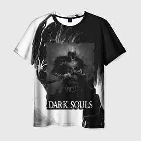 Мужская футболка 3D с принтом DARKSOULS | ТЁМНЫЙ РЫЦАРЬ , 100% полиэфир | прямой крой, круглый вырез горловины, длина до линии бедер | Тематика изображения на принте: dark souls | darksouls | tegunvte | демоны | рыцарь | средневековье | темные души