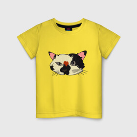 Детская футболка хлопок с принтом Милая мордочка сердитого кота , 100% хлопок | круглый вырез горловины, полуприлегающий силуэт, длина до линии бедер | art | cat | cat face | cats | cute | grumpy | home | kawaii | kitten | kitty | pussycat | арт | кавайи | котейка | котёнок | котик | котяра | кошечка | кошка | лицо | милота | моська | рисунок | смешные животные | сны | сон | устав