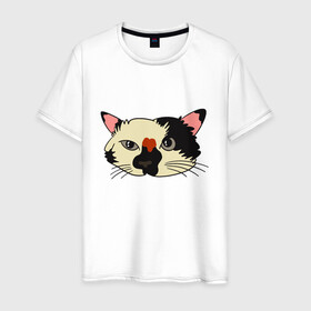 Мужская футболка хлопок с принтом Милая мордочка сердитого кота , 100% хлопок | прямой крой, круглый вырез горловины, длина до линии бедер, слегка спущенное плечо. | Тематика изображения на принте: art | cat | cat face | cats | cute | grumpy | home | kawaii | kitten | kitty | pussycat | арт | кавайи | котейка | котёнок | котик | котяра | кошечка | кошка | лицо | милота | моська | рисунок | смешные животные | сны | сон | устав