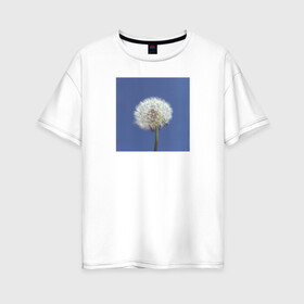 Женская футболка хлопок Oversize с принтом Одуванчик на фоне неба , 100% хлопок | свободный крой, круглый ворот, спущенный рукав, длина до линии бедер
 | весна | минимализм | небо | одуванчик | цветы