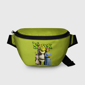 Поясная сумка 3D с принтом Шрек Shrek , 100% полиэстер | плотная ткань, ремень с регулируемой длиной, внутри несколько карманов для мелочей, основное отделение и карман с обратной стороны сумки застегиваются на молнию | cartoon | fiona | shrek | болото | детям | комедия | кот в сапогах | мультик | огр | осел | персонажи мультфильмов | тролль | фиона | шрек