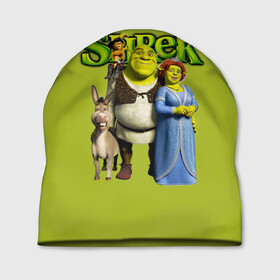 Шапка 3D с принтом Шрек/Shrek , 100% полиэстер | универсальный размер, печать по всей поверхности изделия | cartoon | fiona | shrek | болото | детям | комедия | кот в сапогах | мультик | огр | осел | персонажи мультфильмов | тролль | фиона | шрек