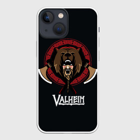 Чехол для iPhone 13 mini с принтом Valheim Viking Bear ,  |  | fantasy | mmo | valheim | valve | валхейм | вальхейм | викинги | выживалка | игра | королевская битва | ммо | ролевая игра | фэнтази