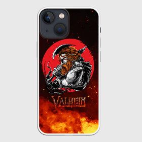 Чехол для iPhone 13 mini с принтом Valheim огненный викинг ,  |  | fantasy | mmo | valheim | valve | валхейм | вальхейм | викинги | выживалка | игра | королевская битва | ммо | ролевая игра | фэнтази