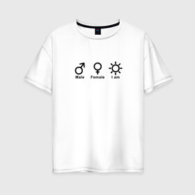Женская футболка хлопок Oversize с принтом Без гендера , 100% хлопок | свободный крой, круглый ворот, спущенный рукав, длина до линии бедер
 | agender | no genger | агендер | гендер