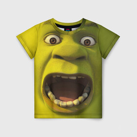 Детская футболка 3D с принтом Shrek Шрек , 100% гипоаллергенный полиэфир | прямой крой, круглый вырез горловины, длина до линии бедер, чуть спущенное плечо, ткань немного тянется | 20 | 4к | boots | cat | donkey | fiona | green | in | me | meme | memes | once | shrek | somebody | told | в | зеленый | кот | лет | мем | мемы | мульт | мультфильм | огр | огры | осел | сапогах | фиона | шрек