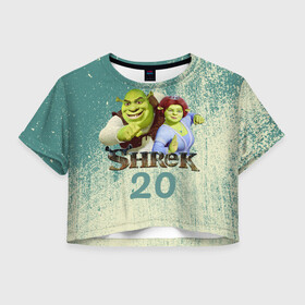 Женская футболка Crop-top 3D с принтом Shrek , 100% полиэстер | круглая горловина, длина футболки до линии талии, рукава с отворотами | dreamworks | shrek | арт | лого | мультфильм | постер | шрек