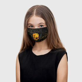 Детская маска (+5 фильтров) с принтом GOLD SKULL STICKER STANDOFF ,  внешний слой — 100% полиэфир (activcool), внутренний слой — 100% хлопок, одноразовые фильтры в комплекте (5 шт.) — мельтблаун | двухслойная маска, на внутренней стороне — карман для дополнительных фильтров для повышения защитных свойств. “Ушки” немного тянутся
 | Тематика изображения на принте: clan | gold. | saints | standoff 2 | sticker | z9 | золото | кейсы | клан | оружие | стандофф 2 | стенд 2 | стикер | стикеры | стрелялка | череп | шутер