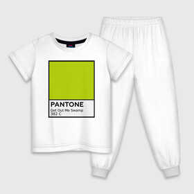 Детская пижама хлопок с принтом Pantone Shrek , 100% хлопок |  брюки и футболка прямого кроя, без карманов, на брюках мягкая резинка на поясе и по низу штанин
 | cartoon | fiona | shrek | болото | детям | комедия | кот в сапогах | мультик | огр | осел | персонажи мультфильмов | тролль | фиона | шрек