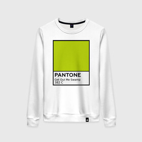 Женский свитшот хлопок с принтом Pantone Shrek , 100% хлопок | прямой крой, круглый вырез, на манжетах и по низу широкая трикотажная резинка  | cartoon | fiona | shrek | болото | детям | комедия | кот в сапогах | мультик | огр | осел | персонажи мультфильмов | тролль | фиона | шрек