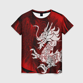 Женская футболка 3D с принтом Chinese Dragon , 100% полиэфир ( синтетическое хлопкоподобное полотно) | прямой крой, круглый вырез горловины, длина до линии бедер | китайский дракон | монстр | силуэт | символ добра | тату | ящерица