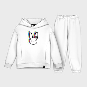Детский костюм хлопок Oversize с принтом Bad Bunny logo ,  |  | bad bunny | benito antonio martnez ocasio | hip hop | latin trap | logo | music | rap | rnb | singer | star | бенито антонио мартинес окасио | звезда | латинский трэп | логотип | музыка | певец | рнб | рэп | хип хоп
