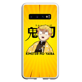 Чехол для Samsung Galaxy S10 с принтом Зеницу Агацума Kimetsu no Yaiba , Силикон | Область печати: задняя сторона чехла, без боковых панелей | demon slayer | kamado | kimetsu no yaiba | nezuko | tanjiro | аниме | гию томиока | зеницу агацума | иноске хашибира | камадо | клинок | корзинная девочка | манга | музан кибуцуджи | незуко | рассекающий демонов | танджиро