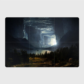 Магнитный плакат 3Х2 с принтом Фантастический пейзаж , Полимерный материал с магнитным слоем | 6 деталей размером 9*9 см | елки | ледник | лес | озеро | пейзаж | природа | свет | скала